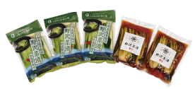 野沢菜漬 二色詰め合わせ（しょうゆ味400g×3袋＋わさび味350g×2袋）【化粧箱詰め】